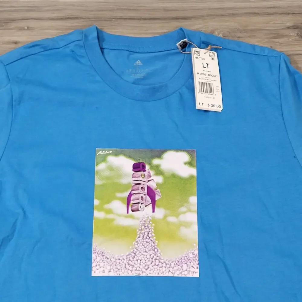 Adidas T-Shirt Men's LT Pulse Blue Boost Rocket Short Sleeve New